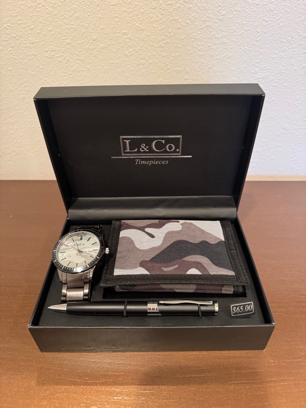 L & Co. Timepieces Men's Watch Gift Set - Black & Silver - Brand New